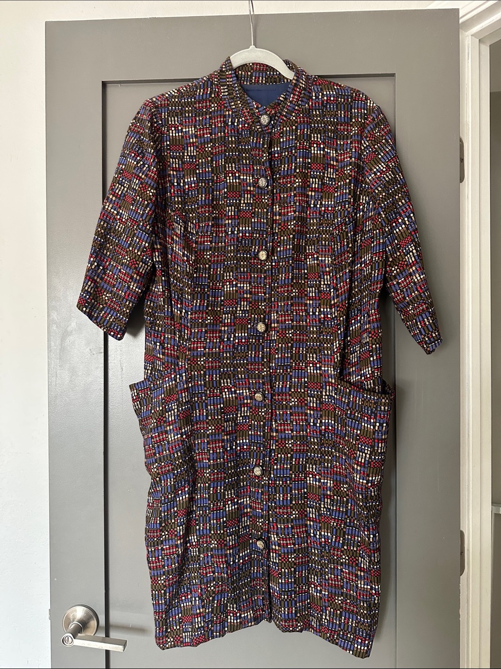 Vintage Multicolor Tweed-Style Boxy Blazer